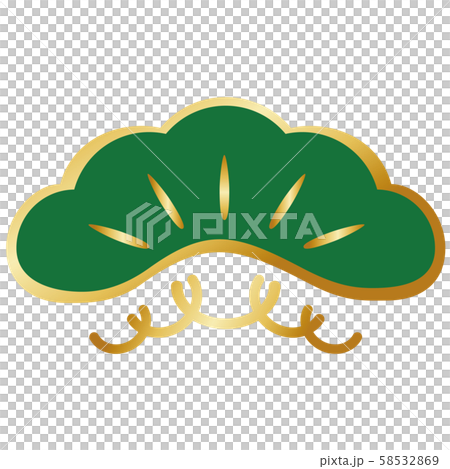 年賀状素材　松　金ふち 58532869