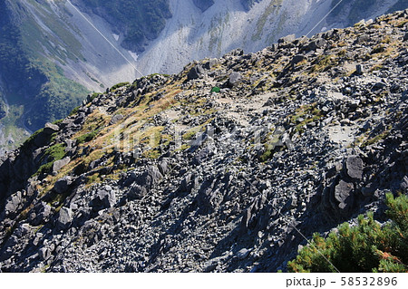 北アルプス 槍穂高連峰縦走 北穂高岳山頂からの風景 北穂高岳南峰テント場 北アルプス 槍穂高連峰縦走 北穂高岳山頂からの風景 北穂高岳南峰テント場 58532896