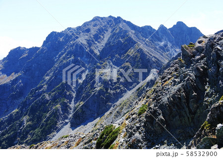 北アルプス 槍穂高連峰縦走 北穂高岳山頂からの風景 奥穂高岳遠景 北アルプス 槍穂高連峰縦走 北穂高岳山頂からの風景 奥穂高岳遠景 58532900