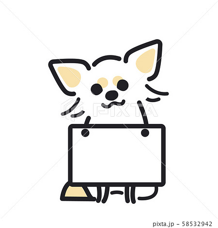 犬 ポーズ 表情 １匹 看板 チワワのイラスト素材