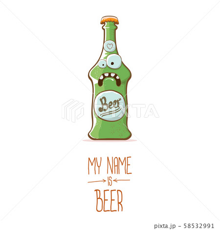 vector cartoon funky beer bottle character isolated on white background.vector beer comic label or 58532991