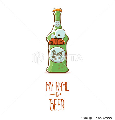 vector cartoon funky beer bottle character isolated on white background.vector beer comic label or 58532999