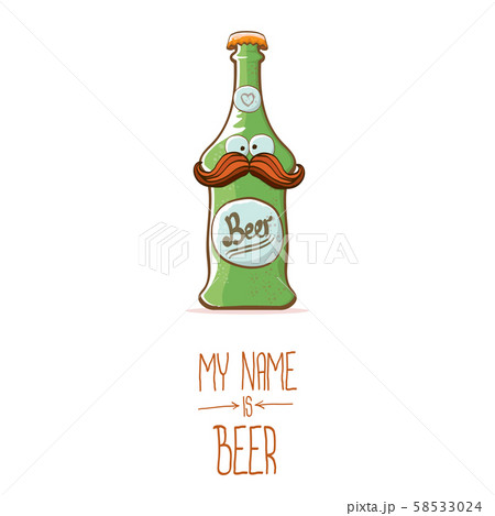 vector cartoon funky beer bottle character isolated on white background.vector beer comic label or 58533024