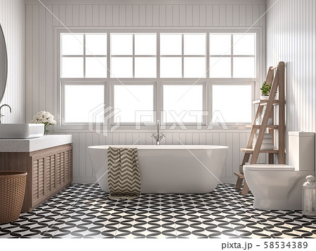 Vintage bathroom 3d render 58534389