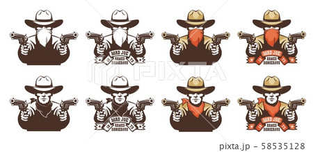 Cowboy Bandit From The Wild West With Guns In のイラスト素材