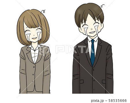 スーツ-放心状態の女性・男性-涙 58535666