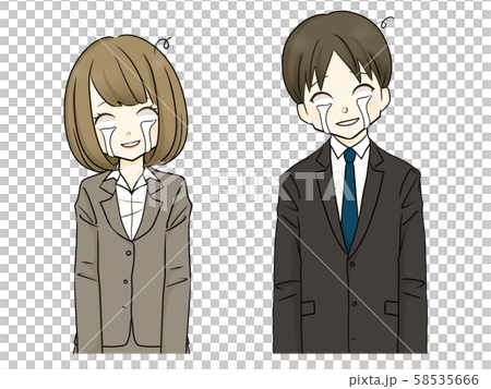 スーツ-放心状態の女性・男性-涙 58535666