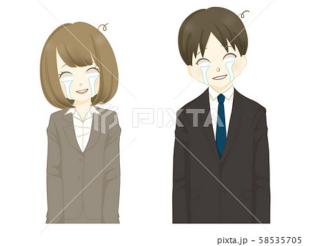 スーツ-放心状態の女性・男性-涙 58535705