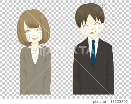 スーツ-放心状態の女性・男性-涙 58535705