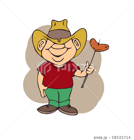 the cowboy was holding food barbeque 58535714