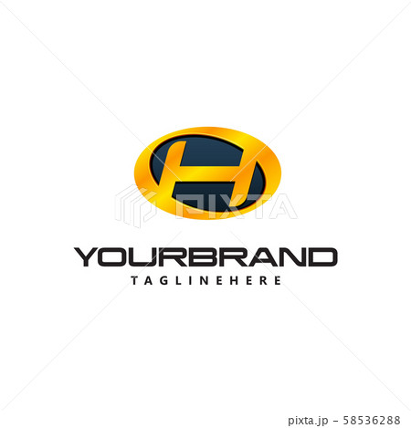 Golden Letter H logo curved oval shape. Auto Guard 58536288