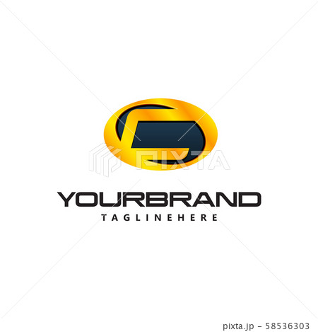 Golden Letter C logo curved oval shape. Auto Guard 58536303