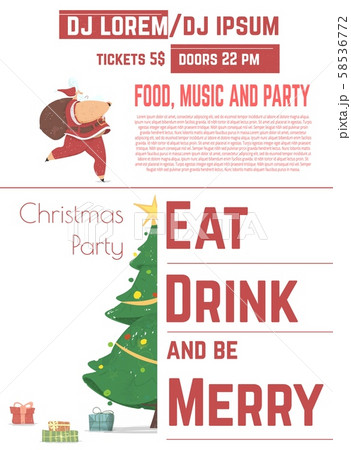 Christmas Party in Nightclub Cartoon Vector Banner 58536772