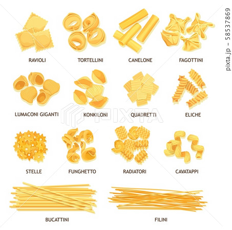 Italian pasta, spaghetti, fusilli and macaroni 58537869