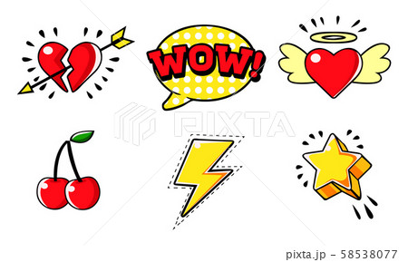 Collection of Stickers Badges in Pop Art Retro Style Vector Illustration Collection of Stickers Badges in Pop Art Retro Style Vector Illustration 58538077