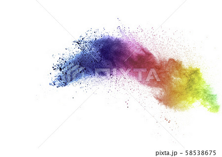 Colorful powder explosion on white background. Colorful powder explosion on white background. 58538675
