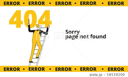 Error 404 page. Computer failure, oops concept. Website vector template with flat line male 58539200