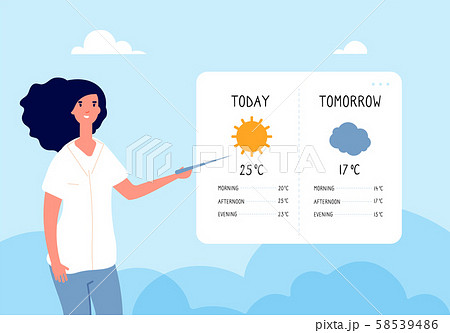 Weather Forecast Concept Woman Forecasting のイラスト素材