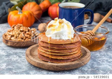 Delicious homemade pumpkin pancakes  58539601