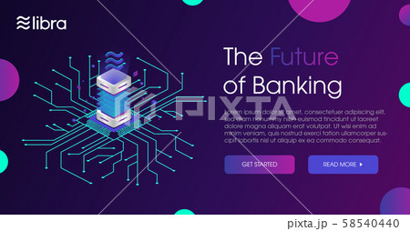 Libra cryptocurrency web template design 58540440