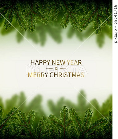 Banner with vector christmas tree branches and space for text. Realistic fir-tree border, frame Banner with vector christmas tree branches and space for text. Realistic fir-tree border, frame 58541716