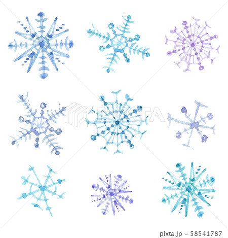 Set of watercolor snowflakes. Christmas decor. Vector. Set of watercolor snowflakes. Christmas decor. Vector. 58541787