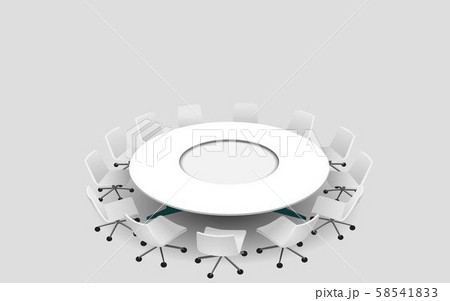 white round conference table and chairs on the white background white round conference table and chairs on the white background 58541833