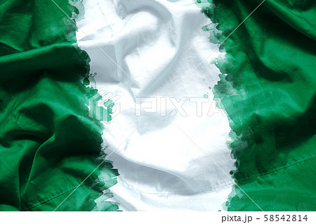 Flag Federal Republic of Nigeria by watercolor paint brush on canvas fabric, grunge style Flag Federal Republic of Nigeria by watercolor paint brush on canvas fabric, grunge style 58542814