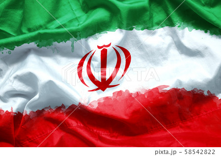 Flag Islamic Republic of Iran by watercolor paint brush on canvas fabric, grunge style Flag Islamic Republic of Iran by watercolor paint brush on canvas fabric, grunge style 58542822