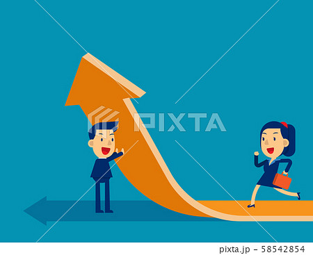 Team change of a direction. Concept cute business 58542854