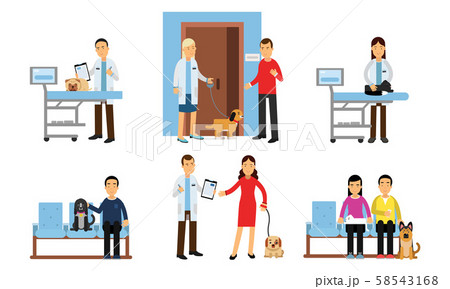 Set the situation in the veterinary clinic. Vector illustration. 58543168