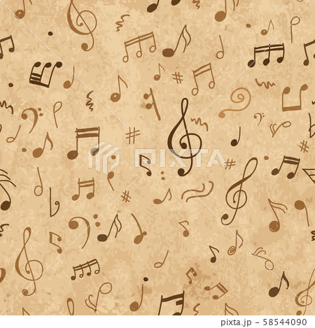 Abstract musical pattern on grunge paper for your design 58544090