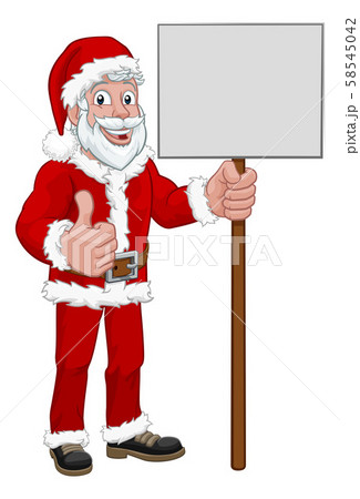 Young Santa Claus Holding Sign Christmas Cartoon 58545042