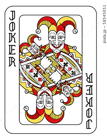 Playing Card Joker Red Yellow and Blackのイラスト素材 [58545051