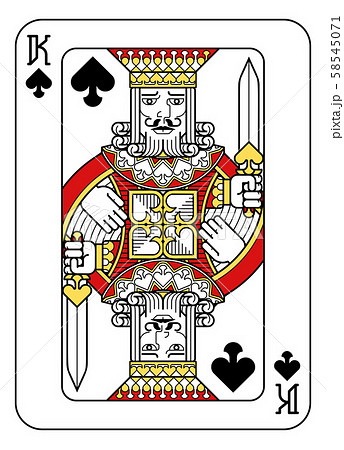 Playing Card King Of Spades Red Yellow And Blackのイラスト素材