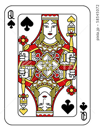 Playing Card Queen of Spades Red Yellow and Black Playing Card Queen of Spades Red Yellow and Black 58545072