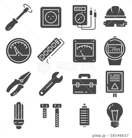 Vector Electricity icons set on gray background 58546637