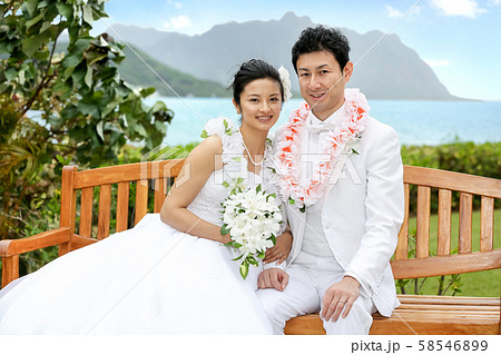 海外リゾートウエディング新郎新婦花嫁花婿 58546899