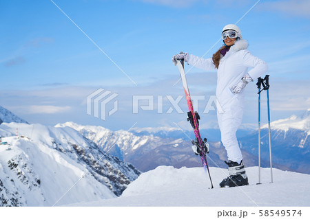 woman resting after a winter sports 58549574
