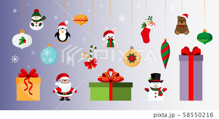 Gifts and toys. Christmas and New Year. Sticker, pin, patch. Vector.Icon. Flat design. Gifts and toys. Christmas and New Year. Sticker, pin, patch. Vector.Icon. Flat design. 58550216