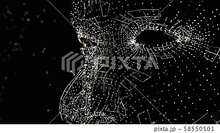 Human face consisting of luminous lines and dots 58550501