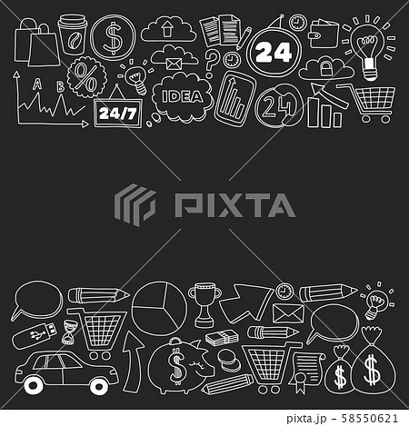 Business and management background. Pattern with finance icons. Conceptual illustration of projects 58550621