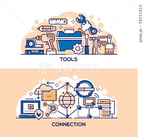 Handyman tools and internet connection banner template 58551823