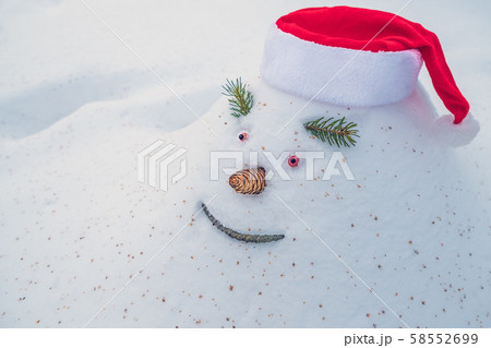 Cheerful snowdrift, snowman in anticipation of 58552699