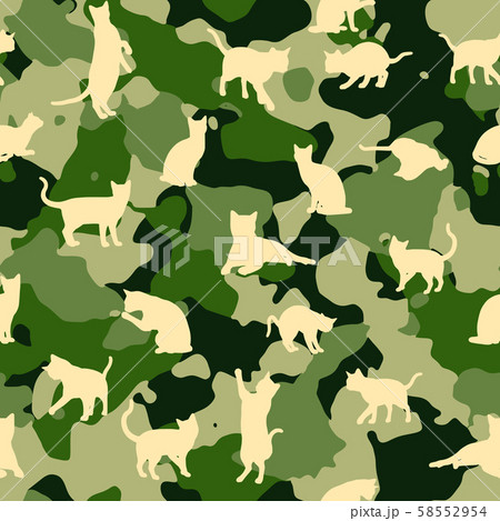 Seamless camouflage vector pattern with silhouettes of cats Seamless camouflage vector pattern with silhouettes of cats 58552954