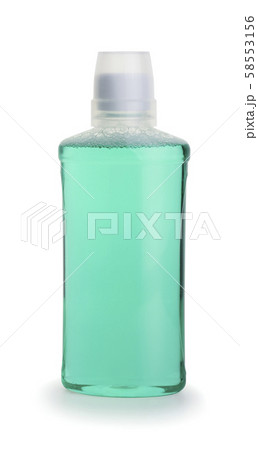 Plastic bottle of mouthwash isolated 58553156