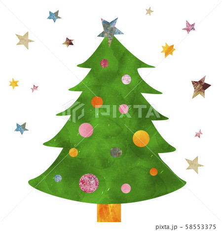 切り絵のクリスマスツリーのイラスト素材