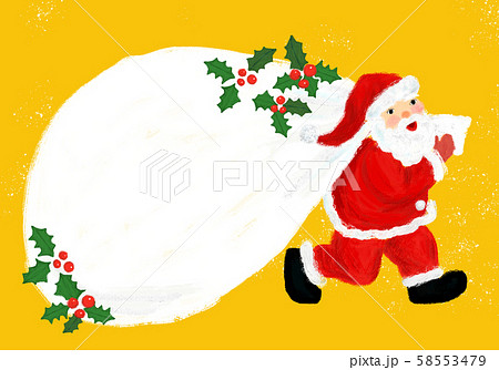 Santa Claus with holly in yellow background 58553479