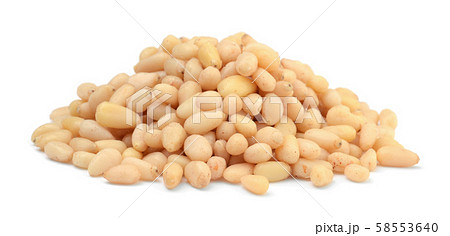 Pile of pine nuts isolated on white Pile of pine nuts isolated on white 58553640