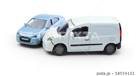 Accident two cars isolated 58554132